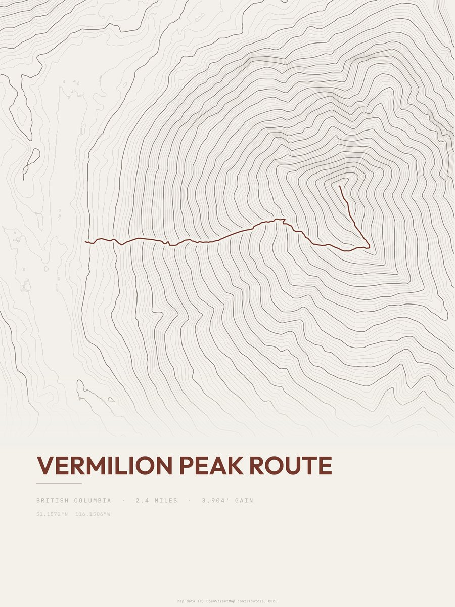 Vermilion Peak Route Topographic print