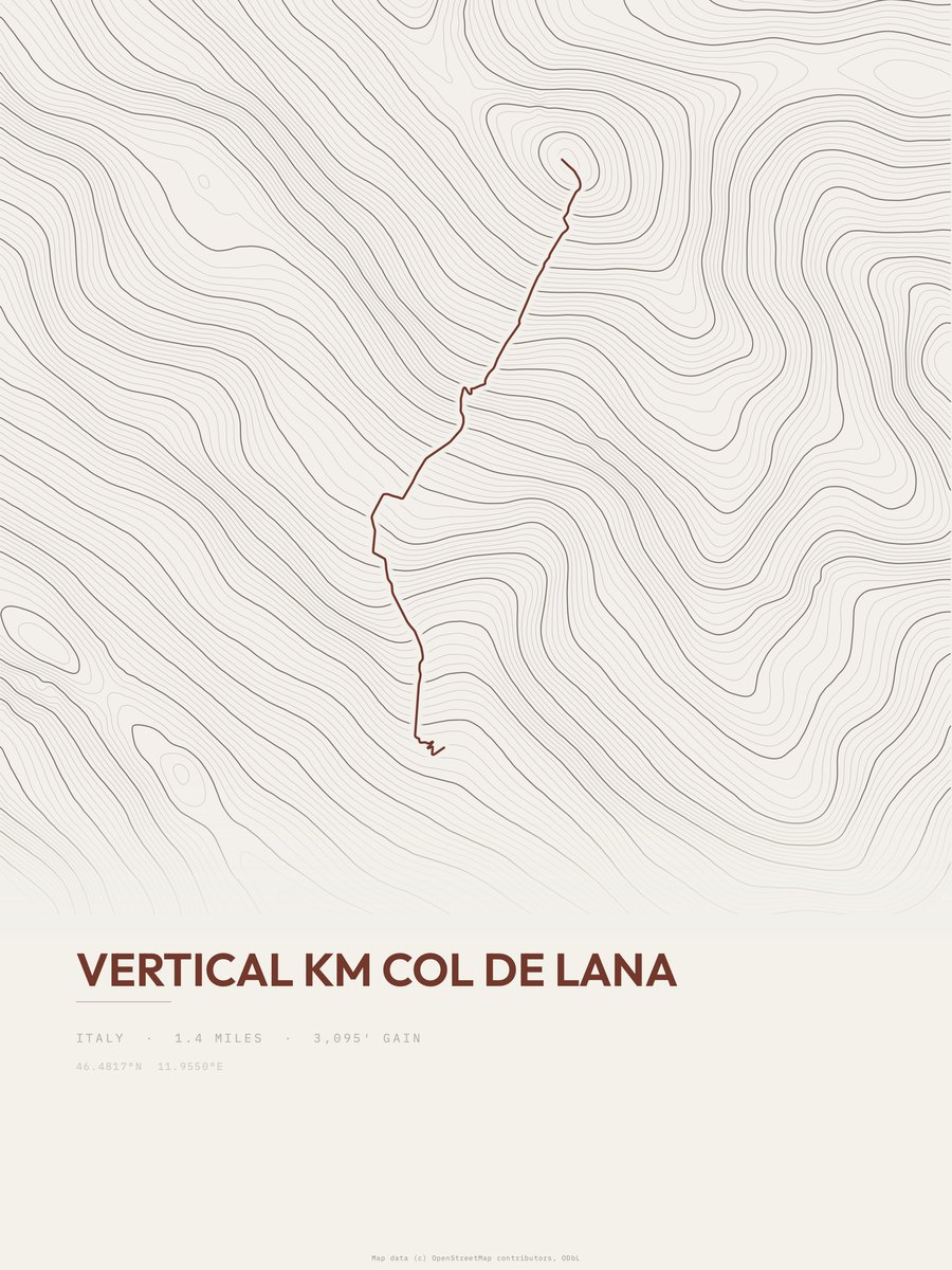 vertical KM col de lana Topographic print