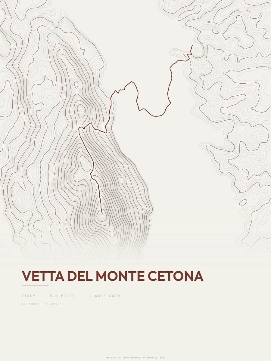 Vetta del Monte Cetona Topographic print