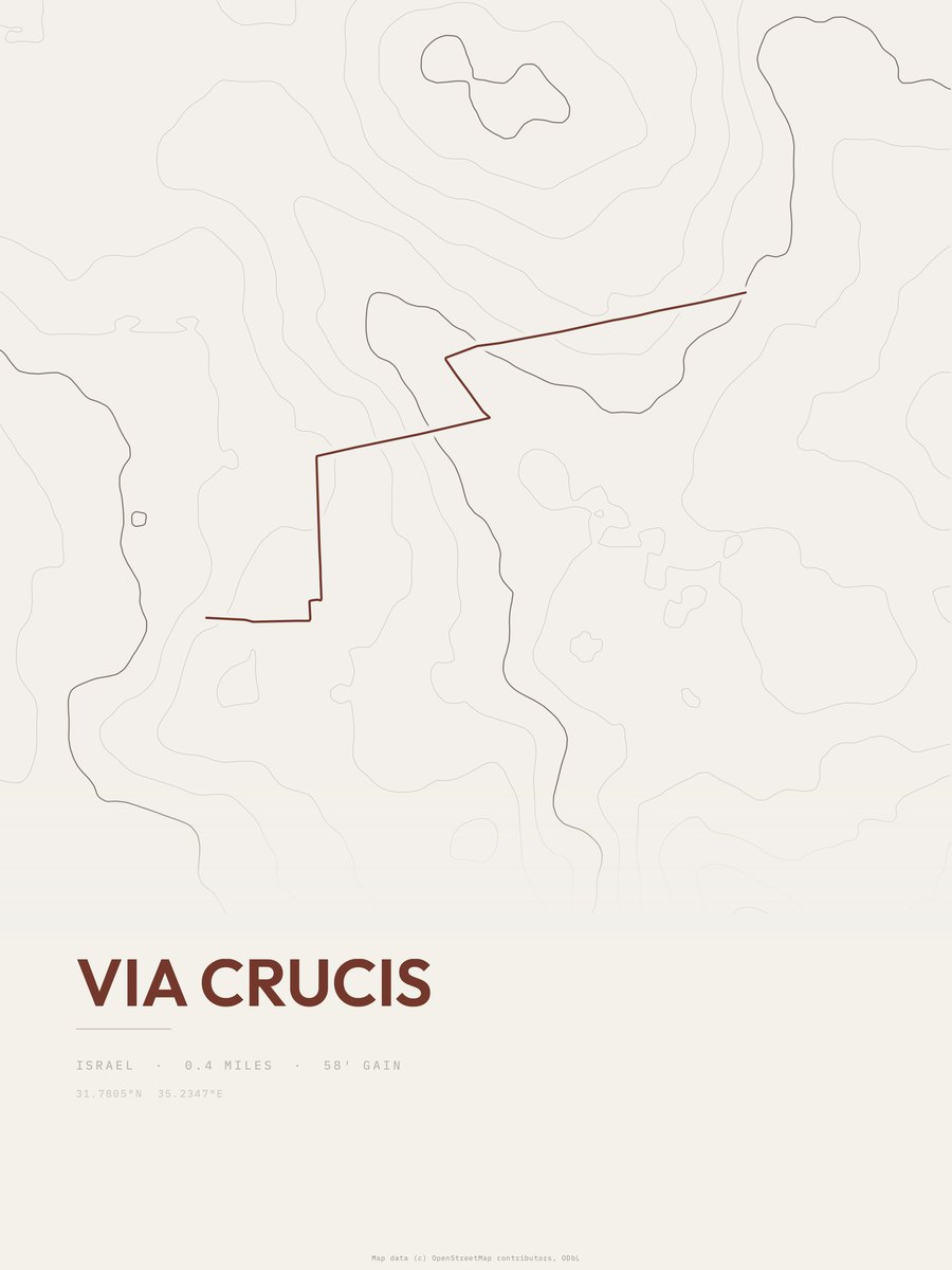 Via Crucis topographic trail print