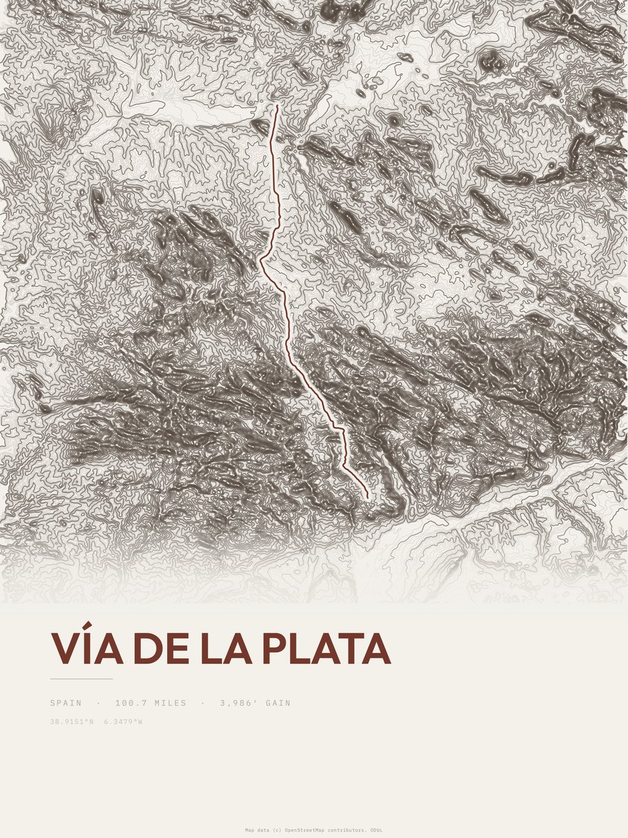 Vía de la Plata Topographic print