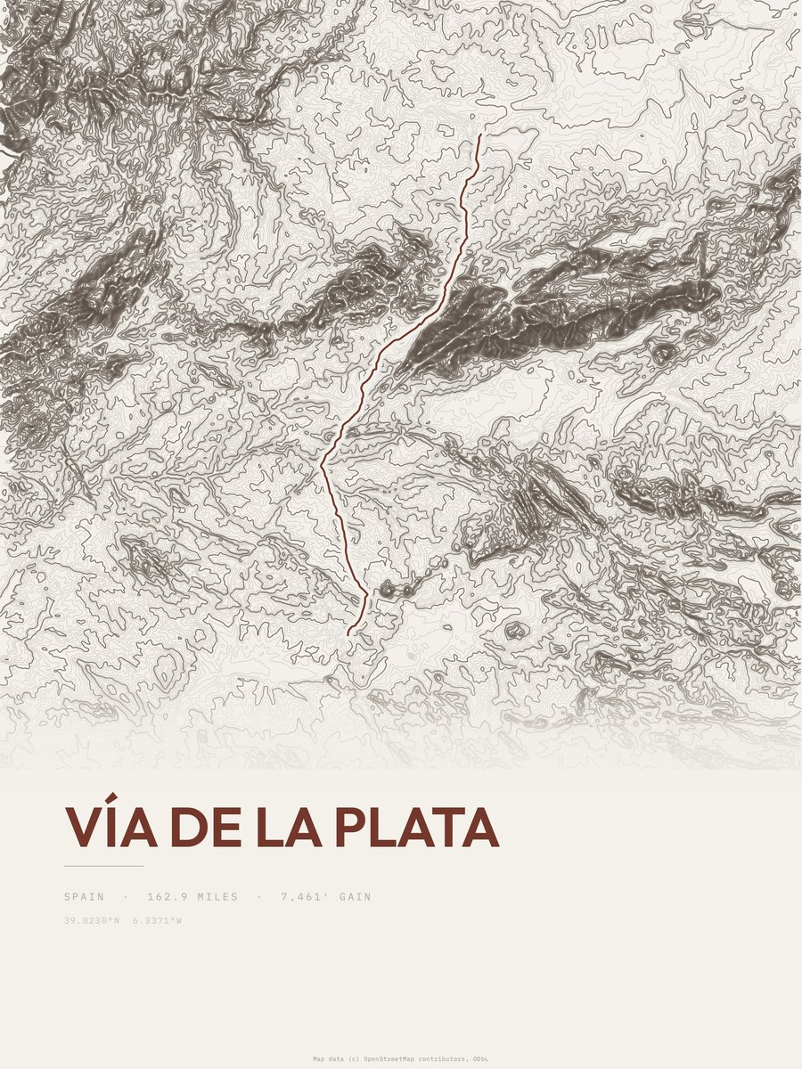 Vía de la Plata Topographic print