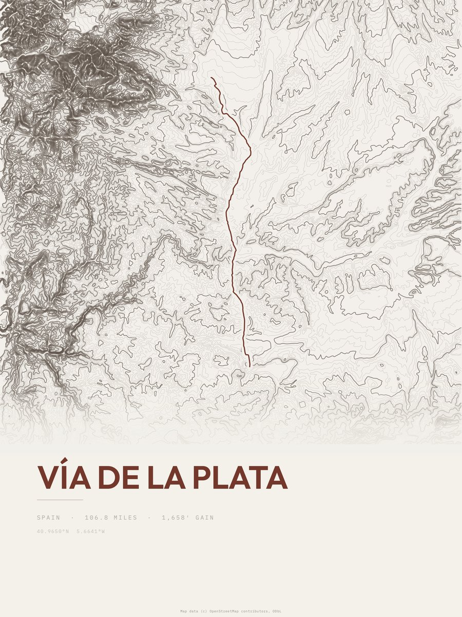Vía de la Plata Topographic print