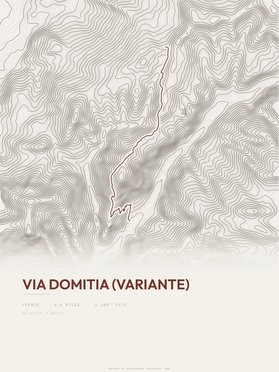 Via Domitia (variante) topographic trail print