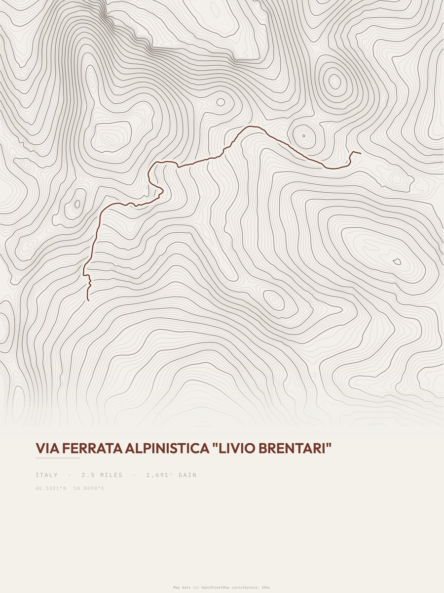 Livio Brentari topographic trail print