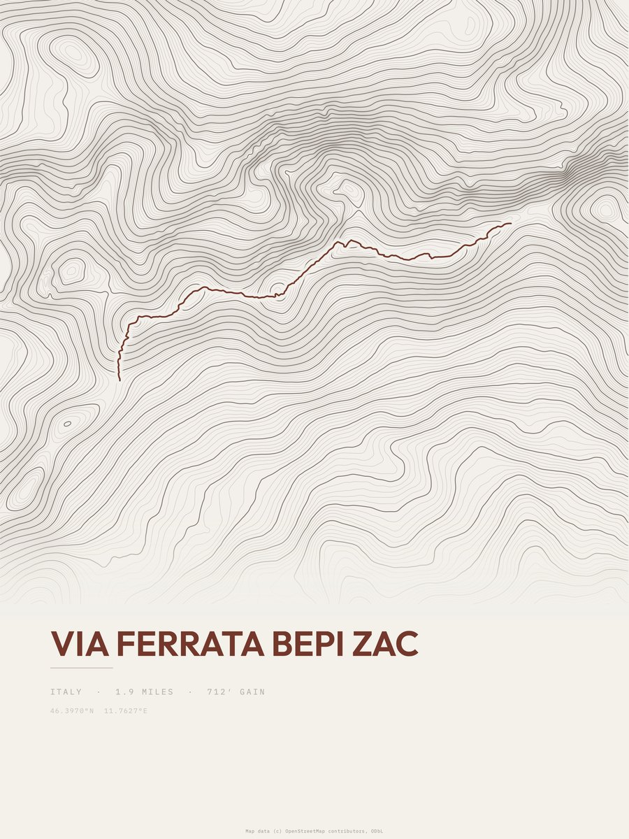 Via Ferrata Bepi Zac Topographic print