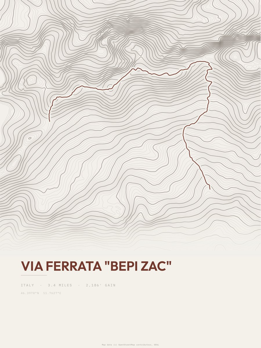 Via ferrata "Bepi Zac" Topographic print