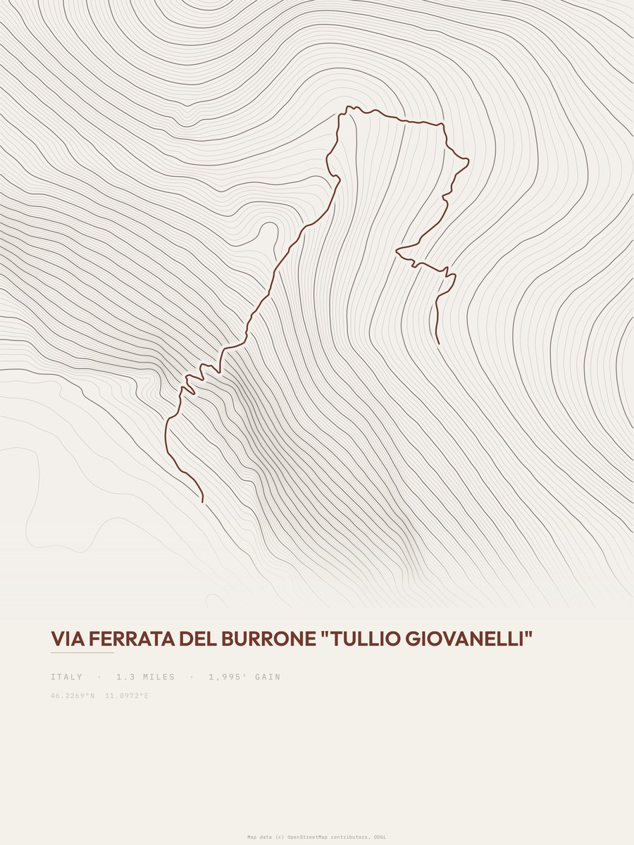 Via ferrata del Burrone Topographic print