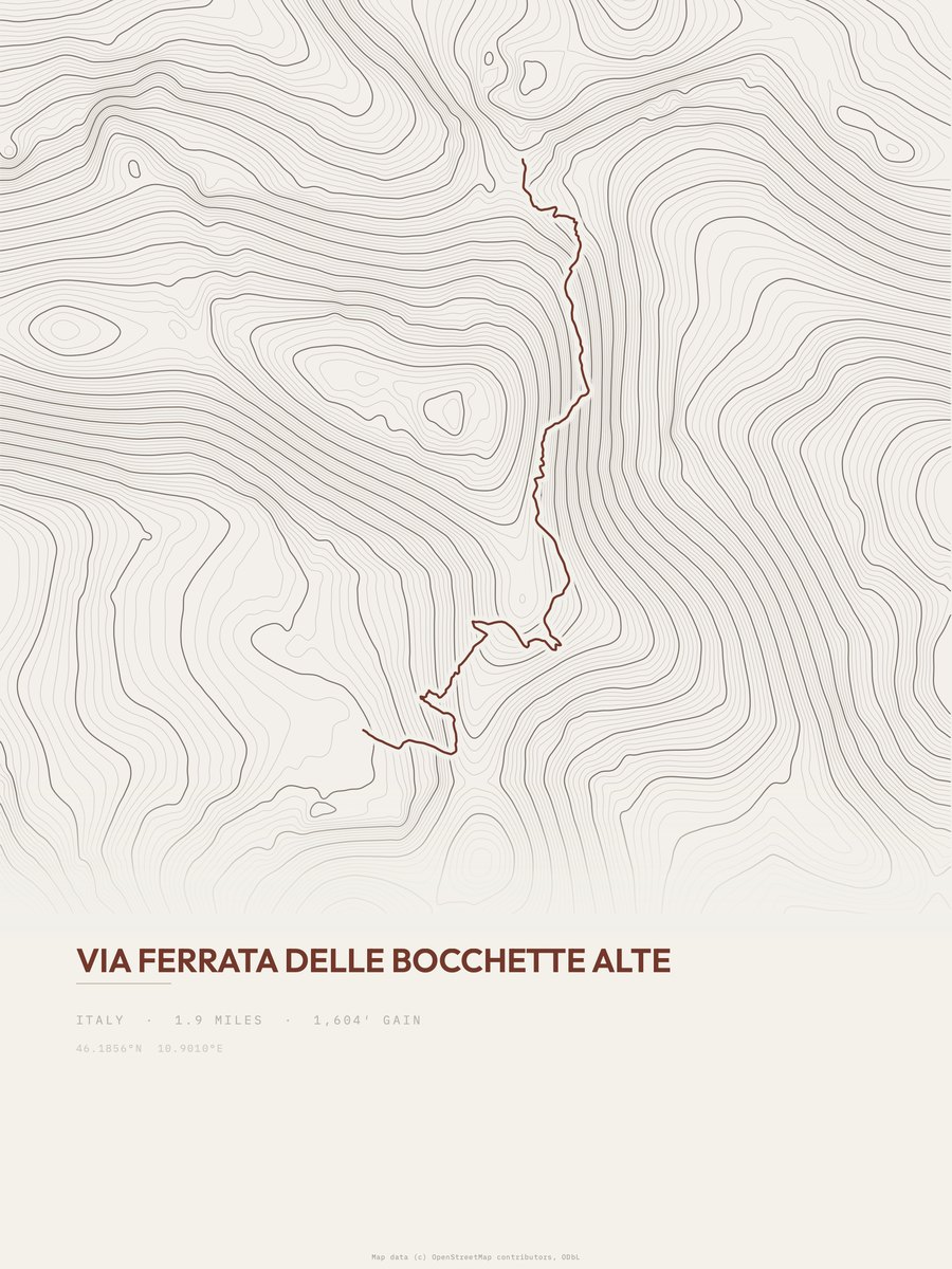Via ferrata delle Bocchette alte Topographic print