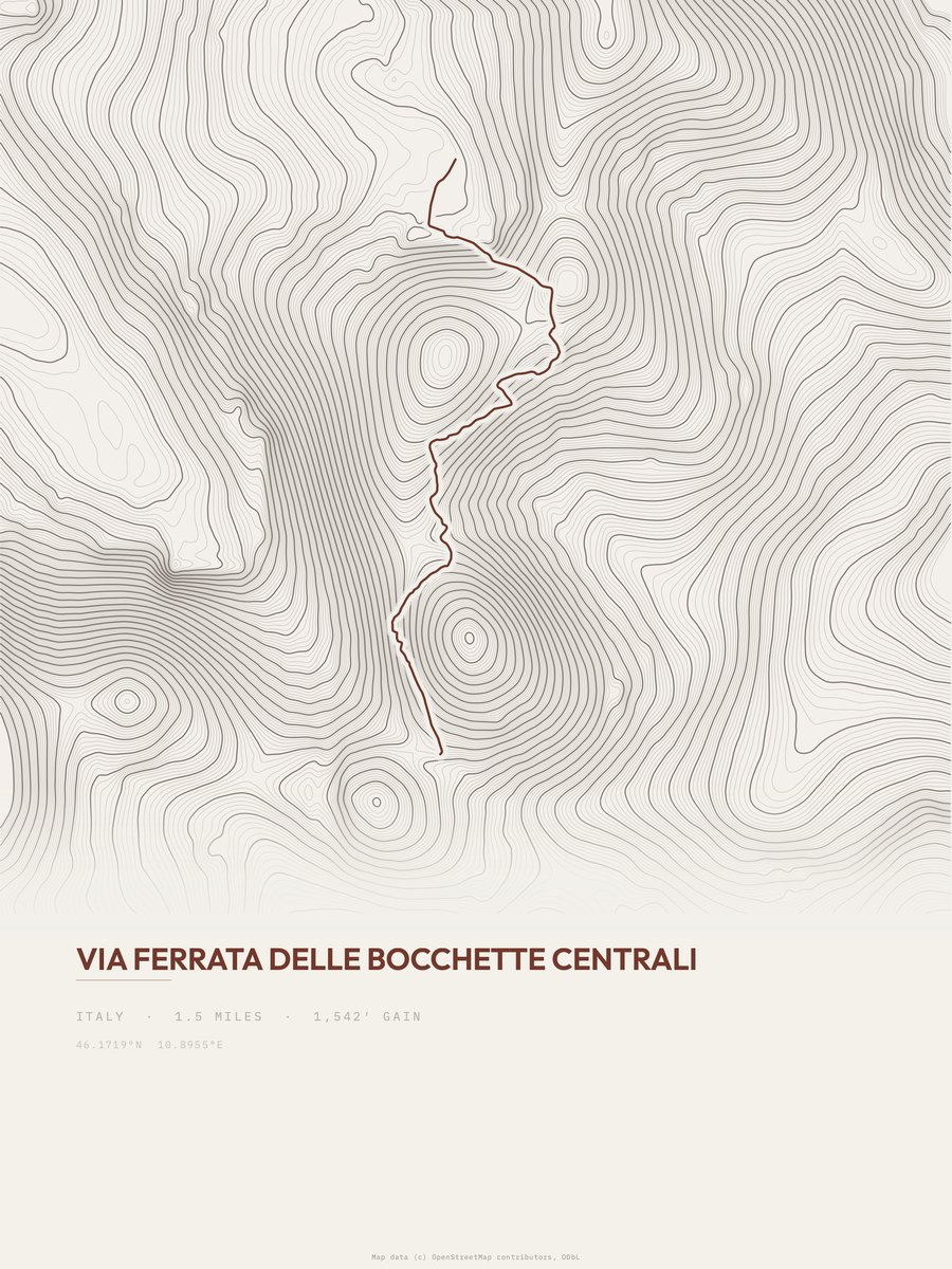 Bocchette centrali Topographic print