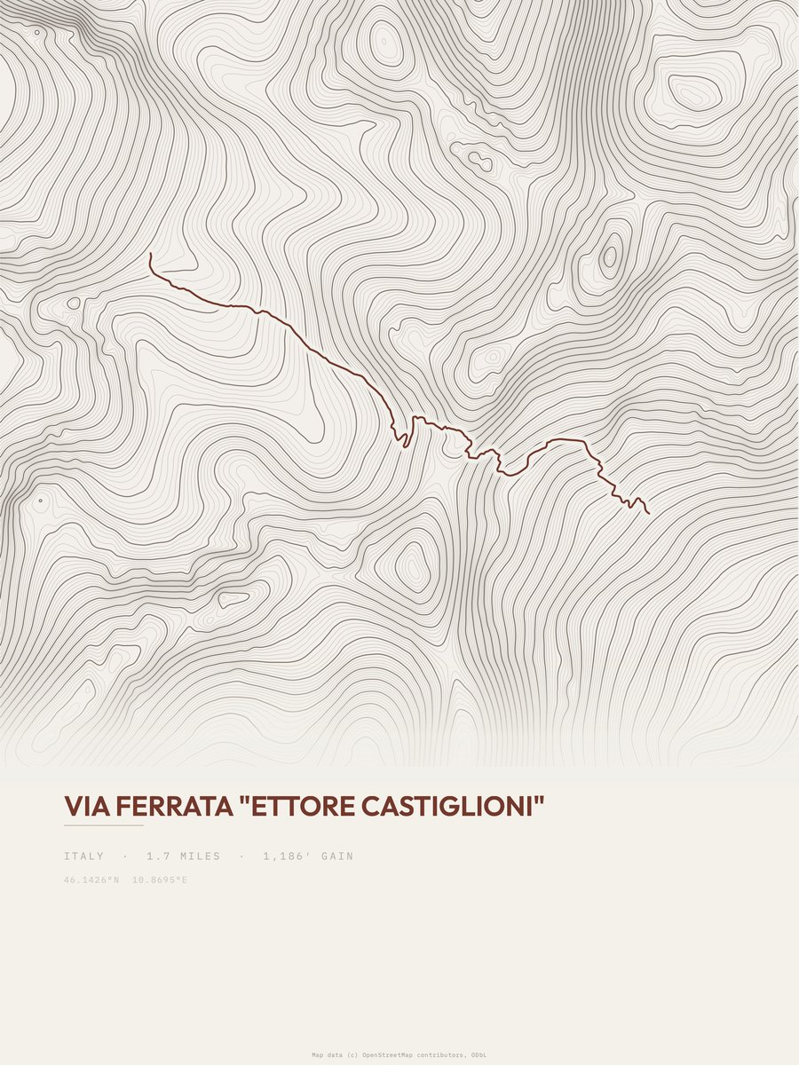 Via Ferrata "Ettore Castiglioni" topographic trail print