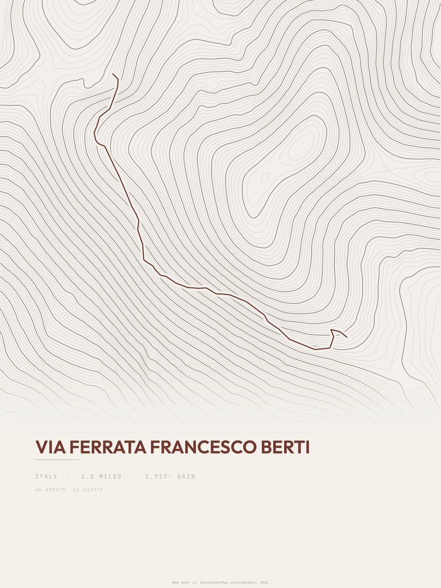 Via Ferrata Francesco Berti Topographic print