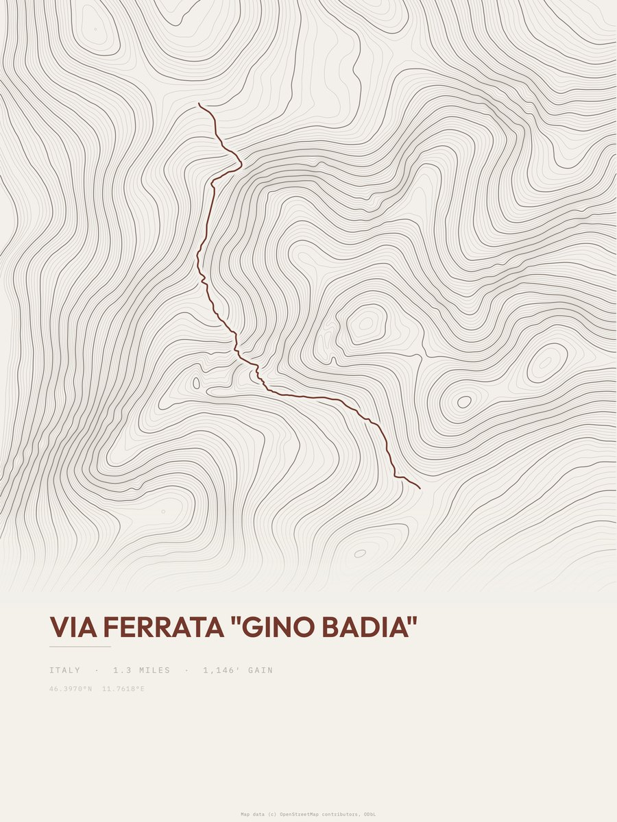 Via ferrata "Gino Badia" Topographic print