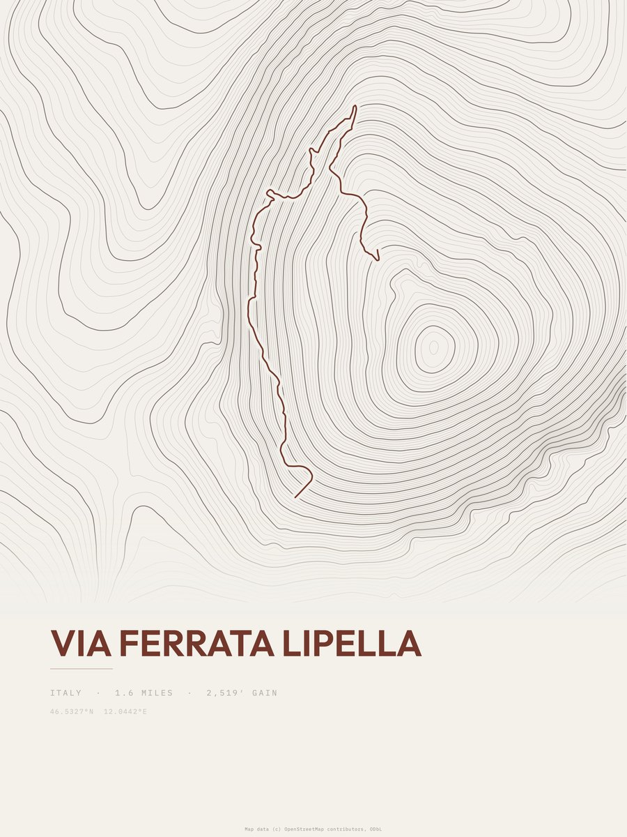 Via Ferrata Lipella Topographic print