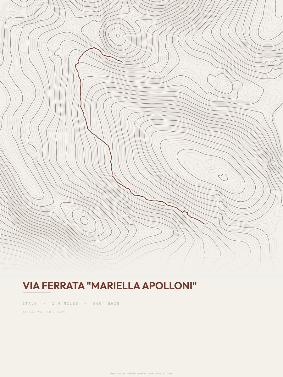 Via Ferrata "Mariella Apolloni" topographic trail print