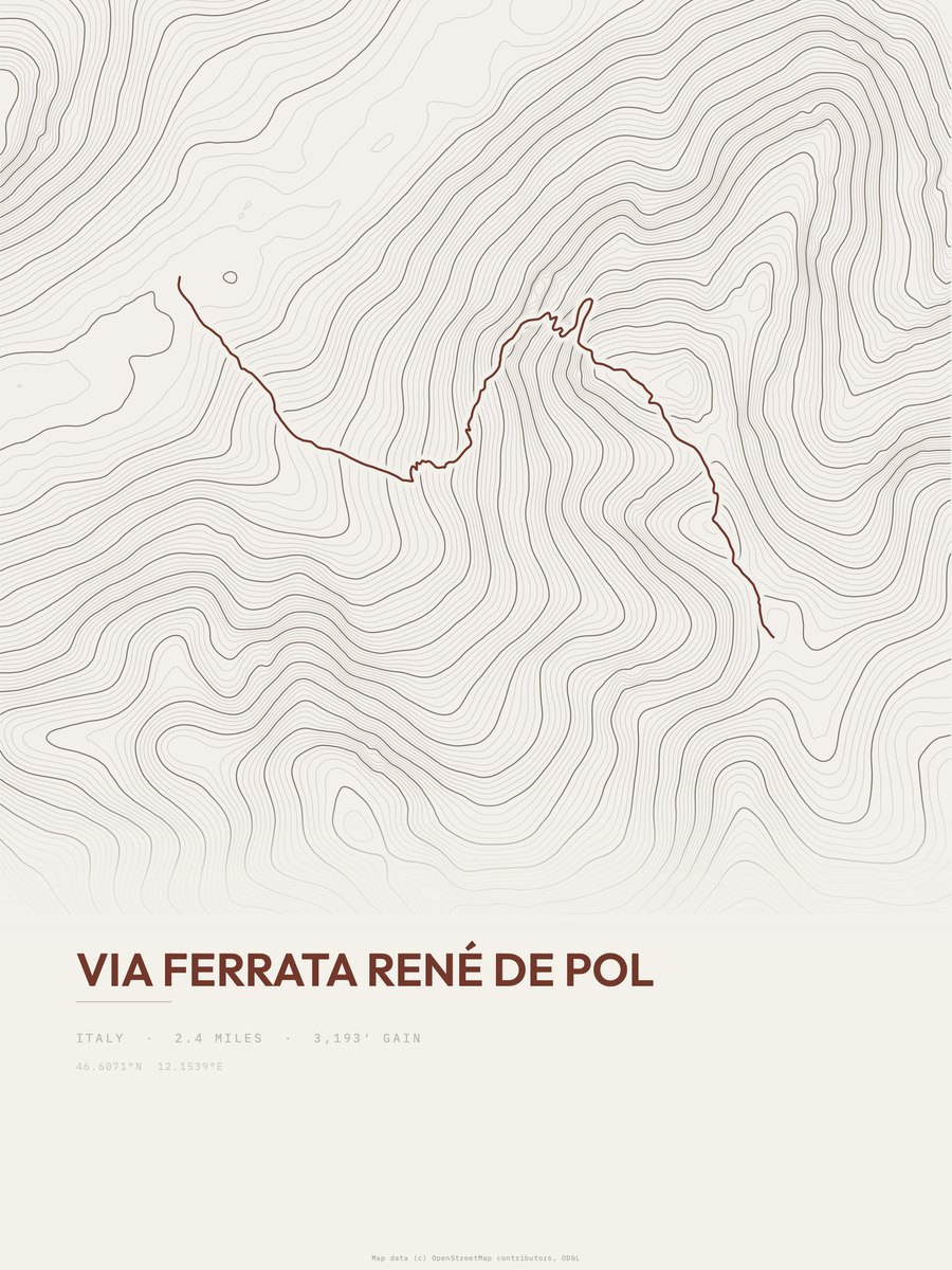 Via Ferrata René De Pol Topographic print