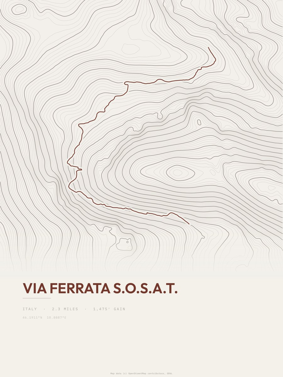 Via ferrata S.O.S.A.T. Topographic print
