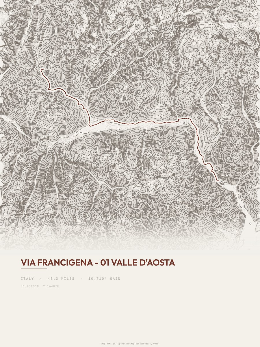 Via Francigena Topographic print