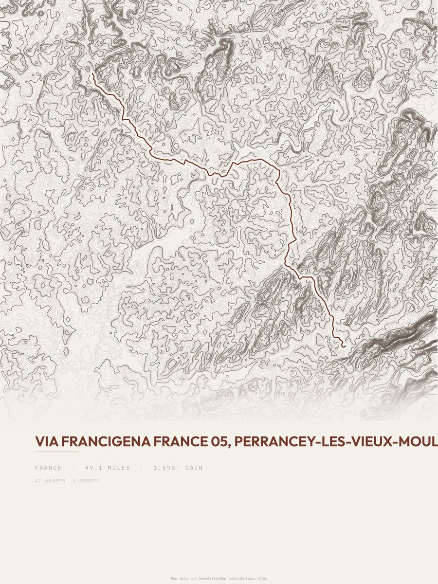 Via Francigena Topographic print