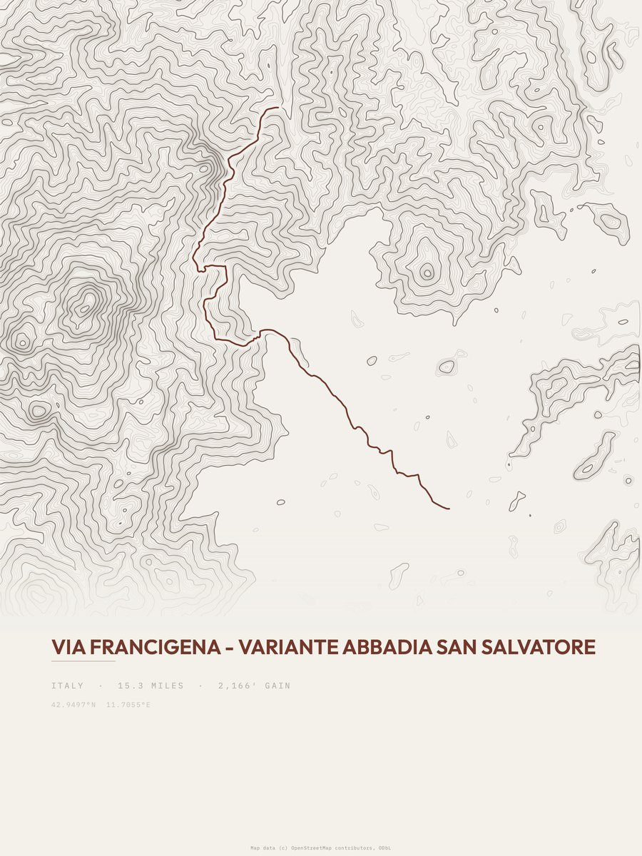 Via Francigena Topographic print