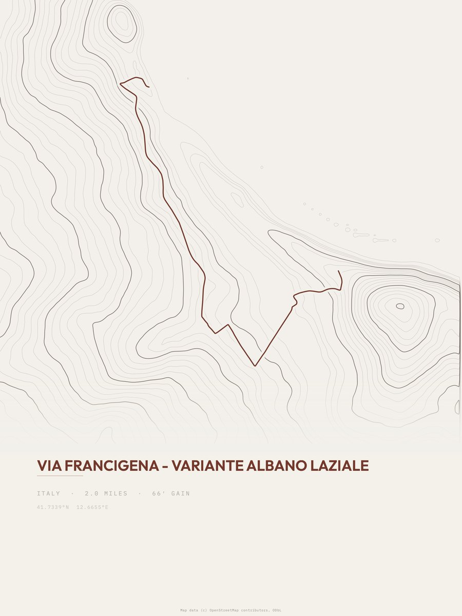 Via Francigena topographic trail print