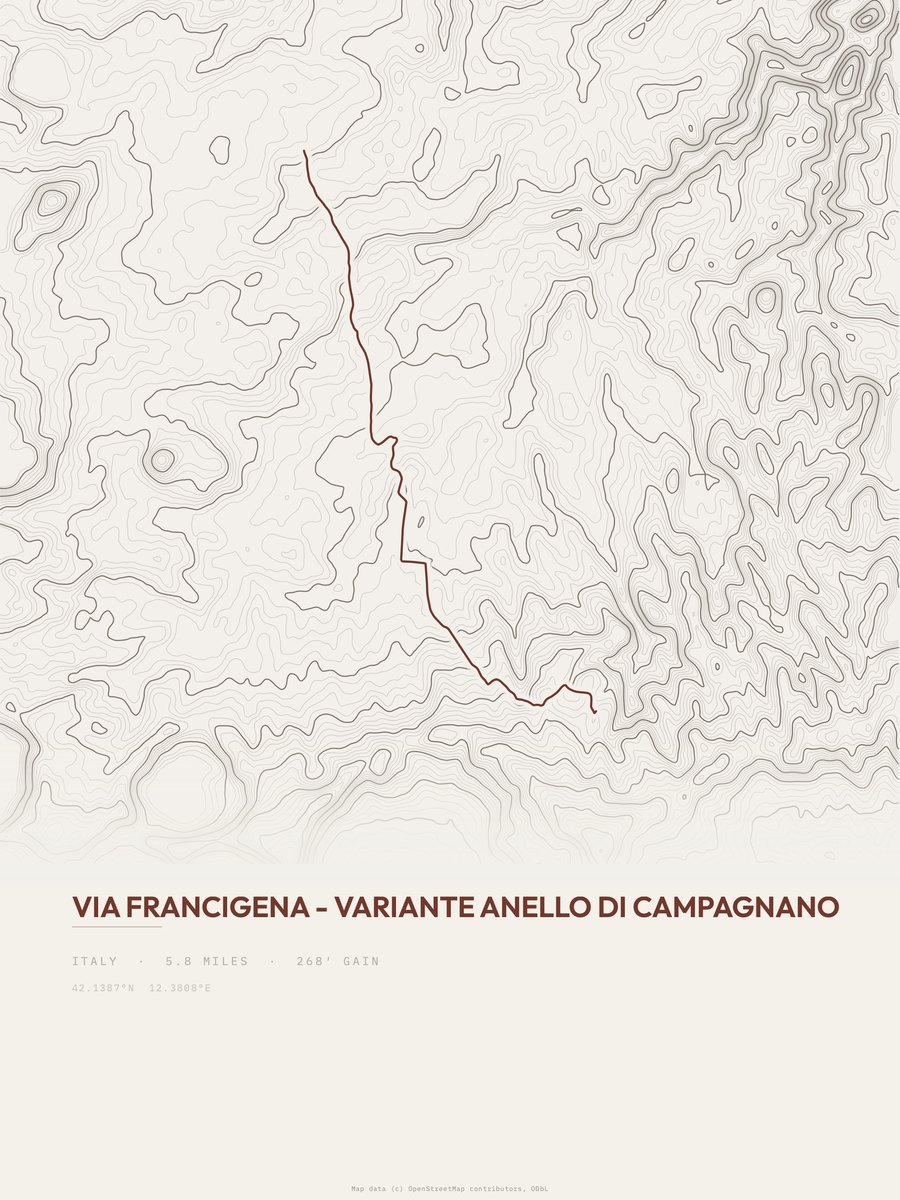 Via Francigena Topographic print