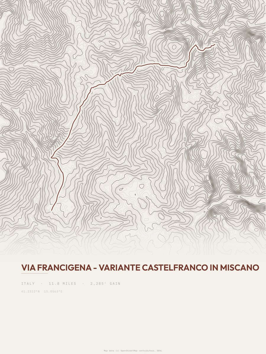 Via Francigena Topographic print