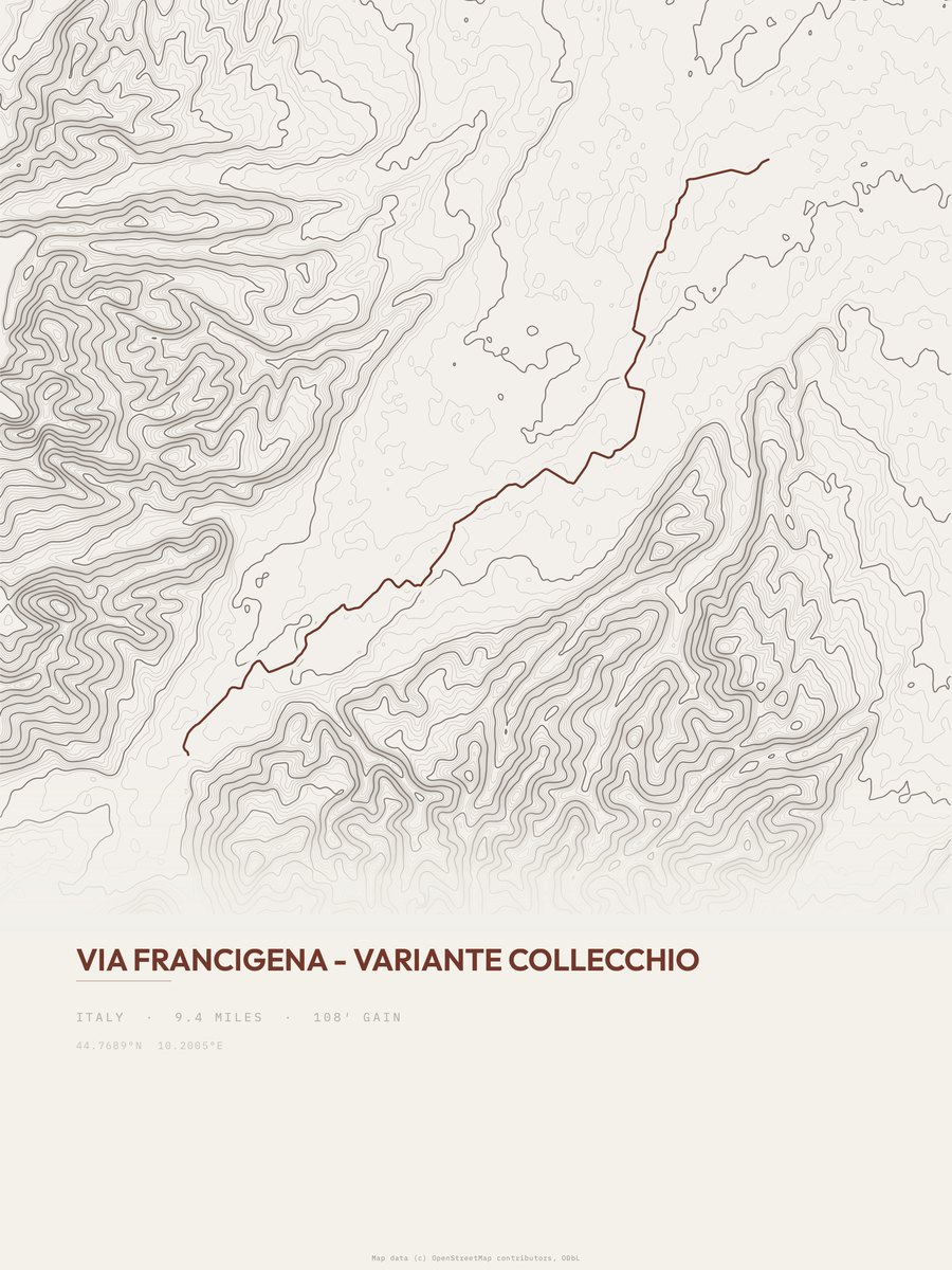 Via Francigena Topographic print