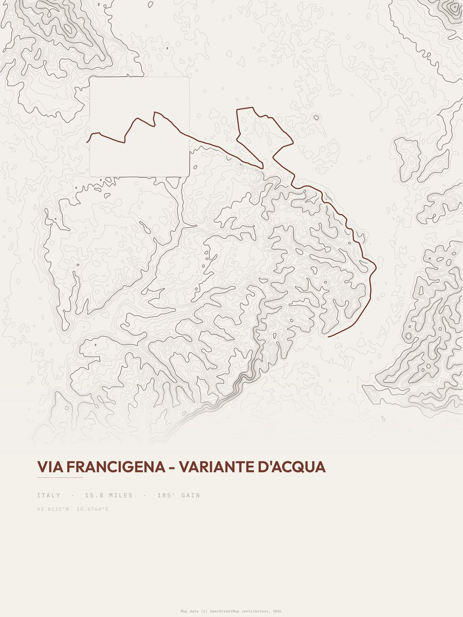 Via Francigena Topographic print