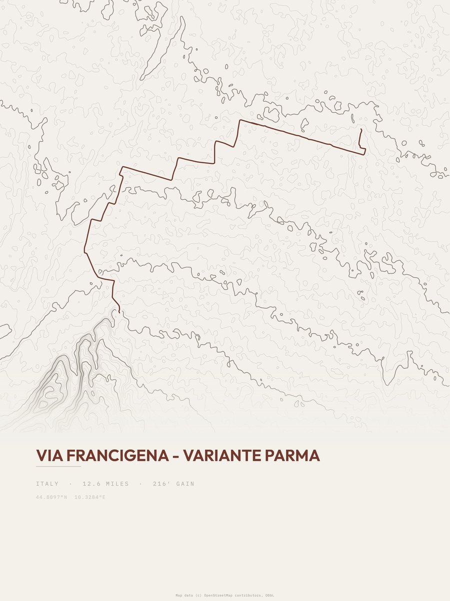 Via Francigena Topographic print