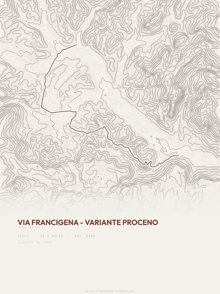 Via Francigena Topographic print