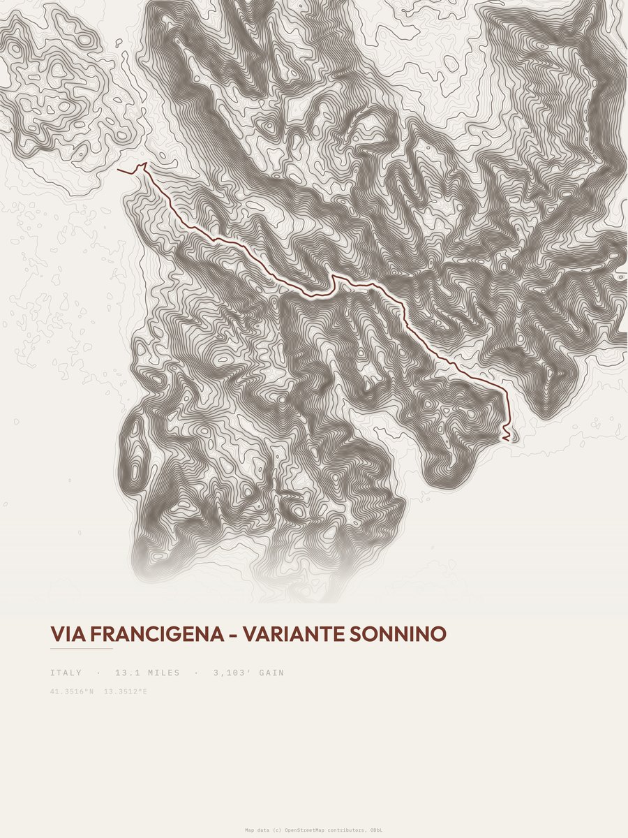 Via Francigena Topographic print