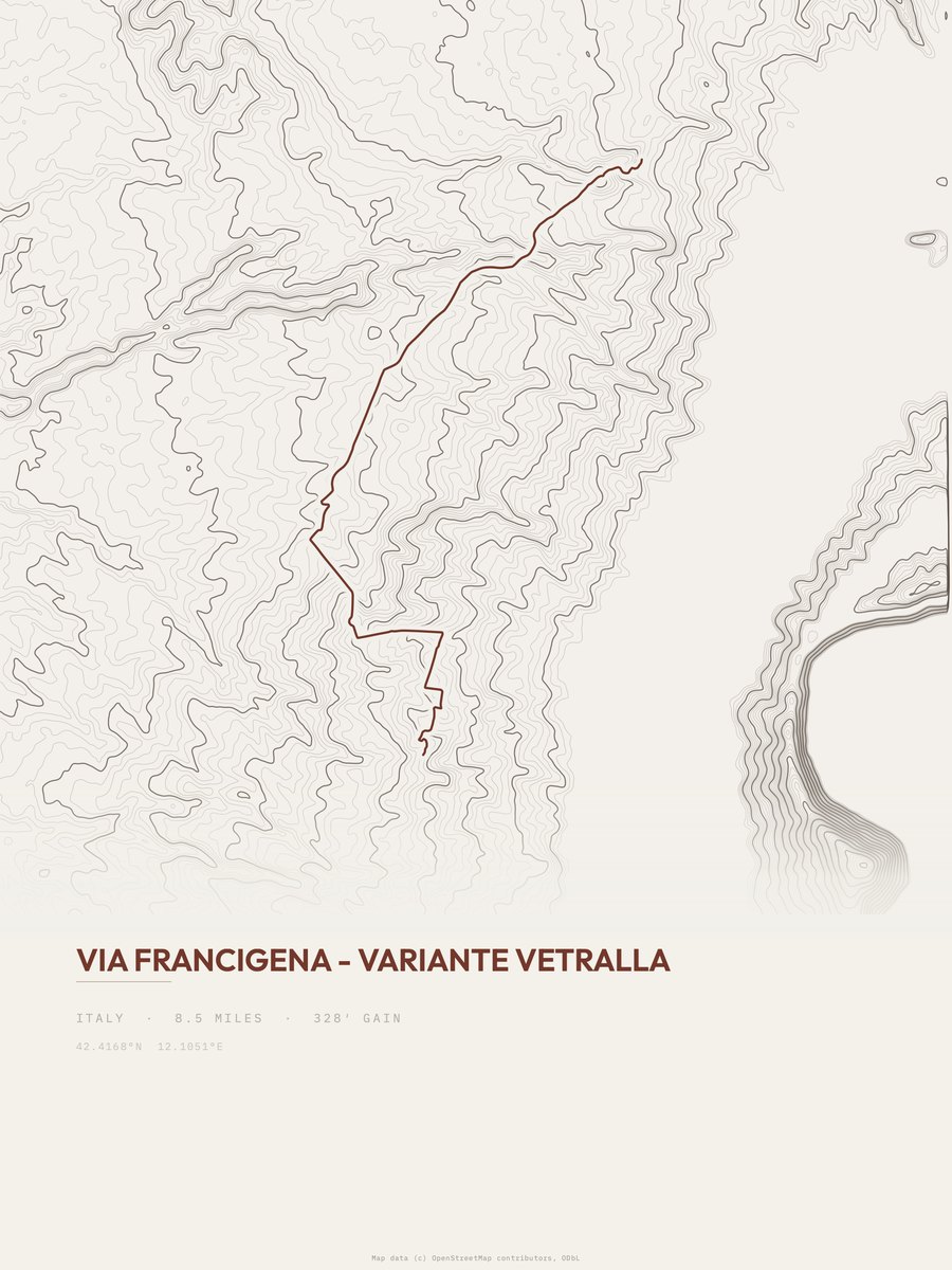 Via Francigena Topographic print