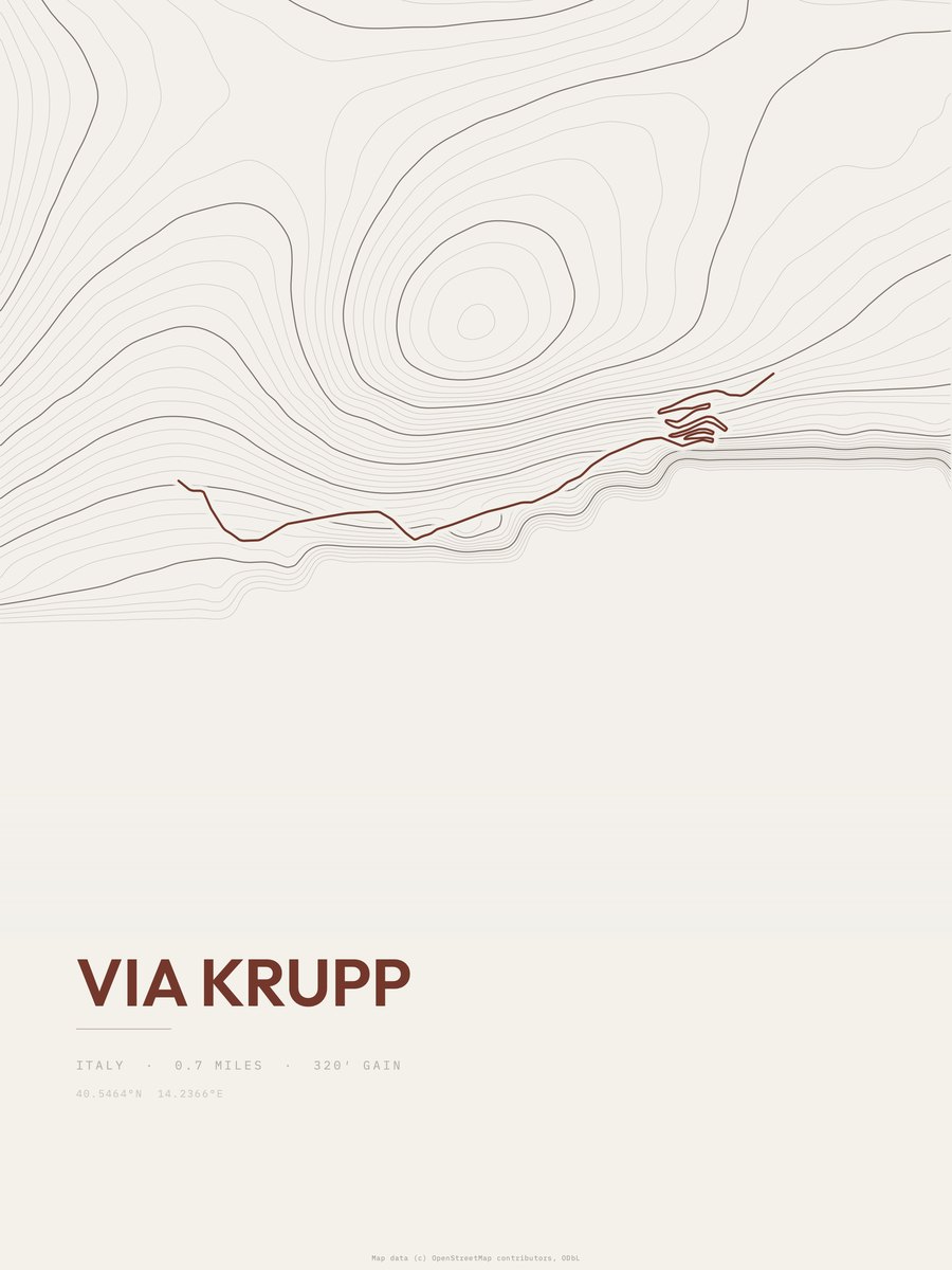 Via Krupp topographic trail print