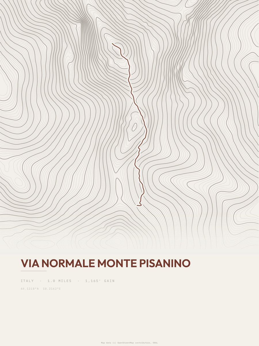 Via Normale Monte Pisanino Topographic print
