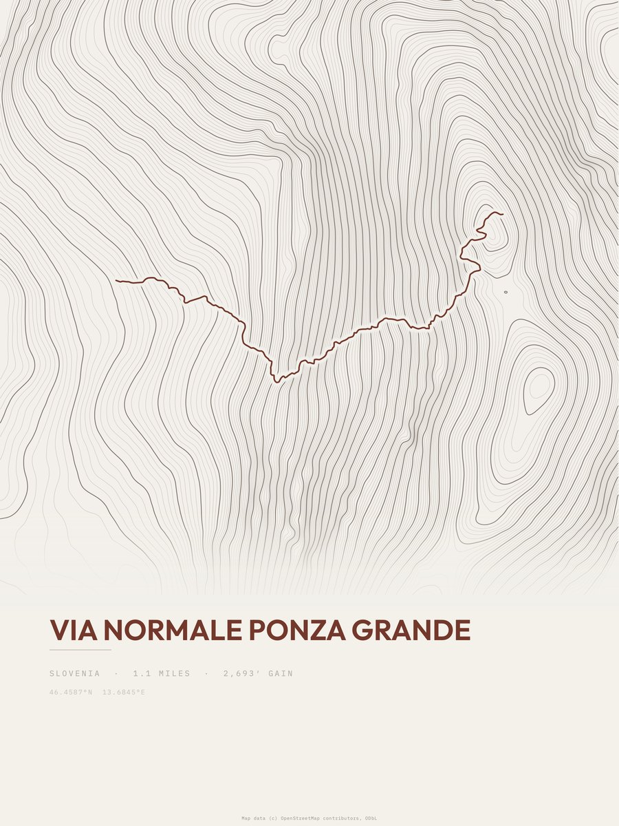 Via normale Ponza Grande Topographic print