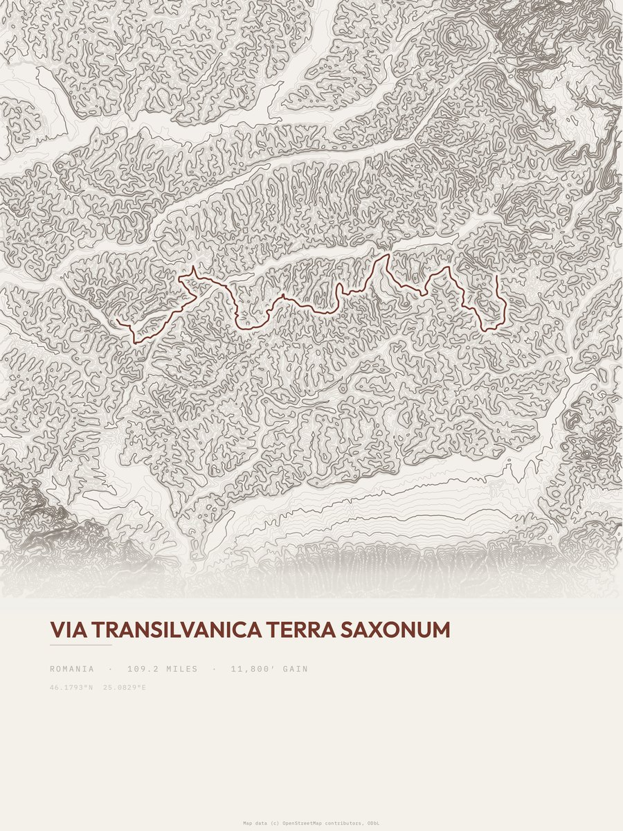 Via Transilvanica Terra Saxonum topographic trail print