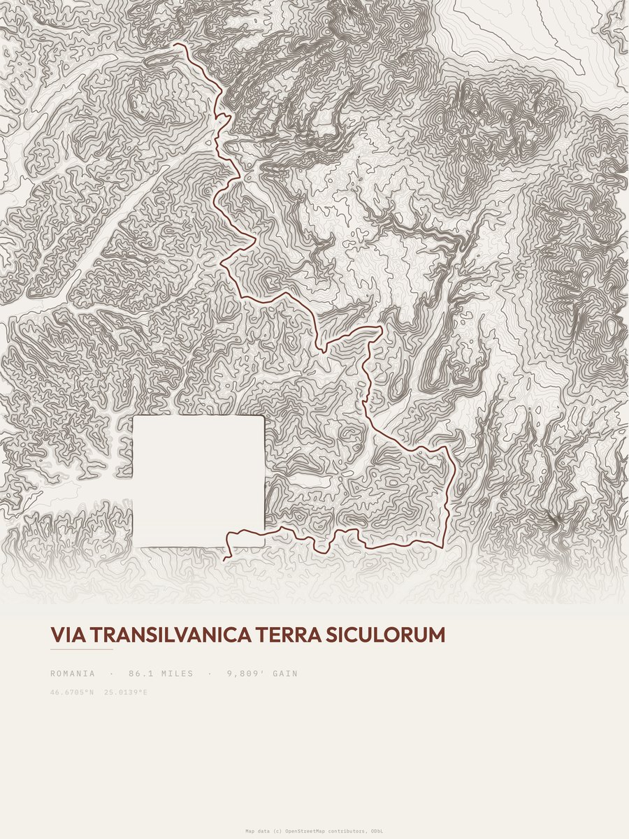 Via Transilvanica topographic trail print