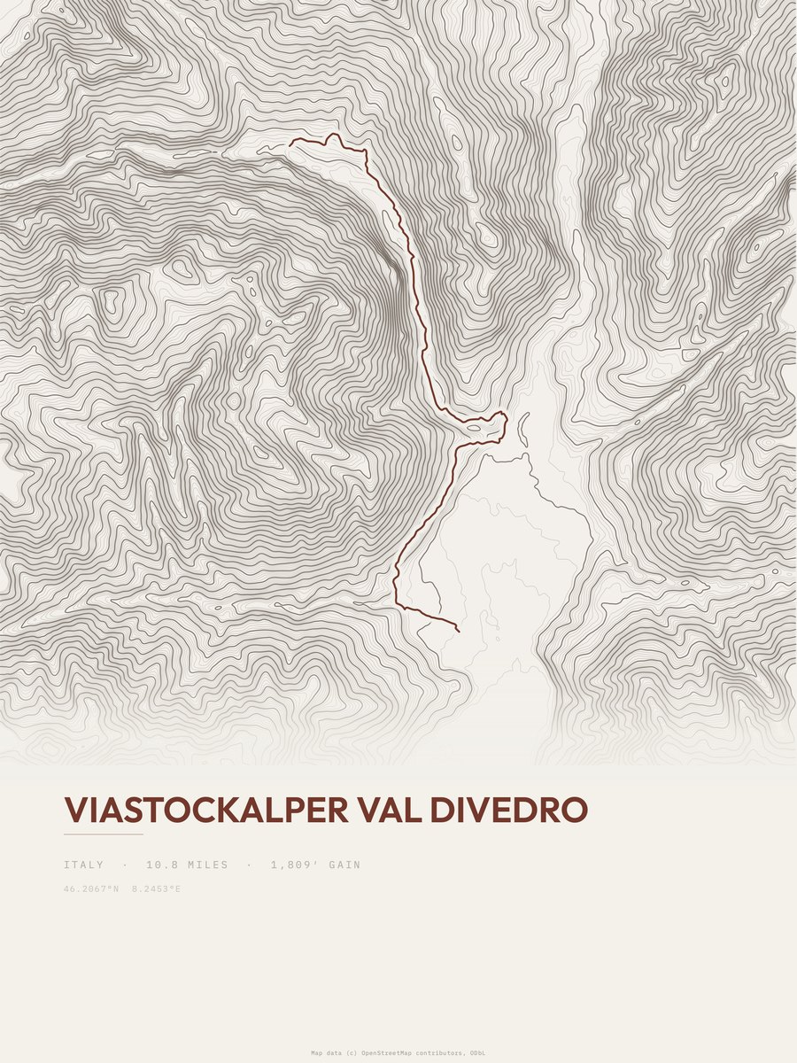 ViaStockalper Val Divedro Topographic print