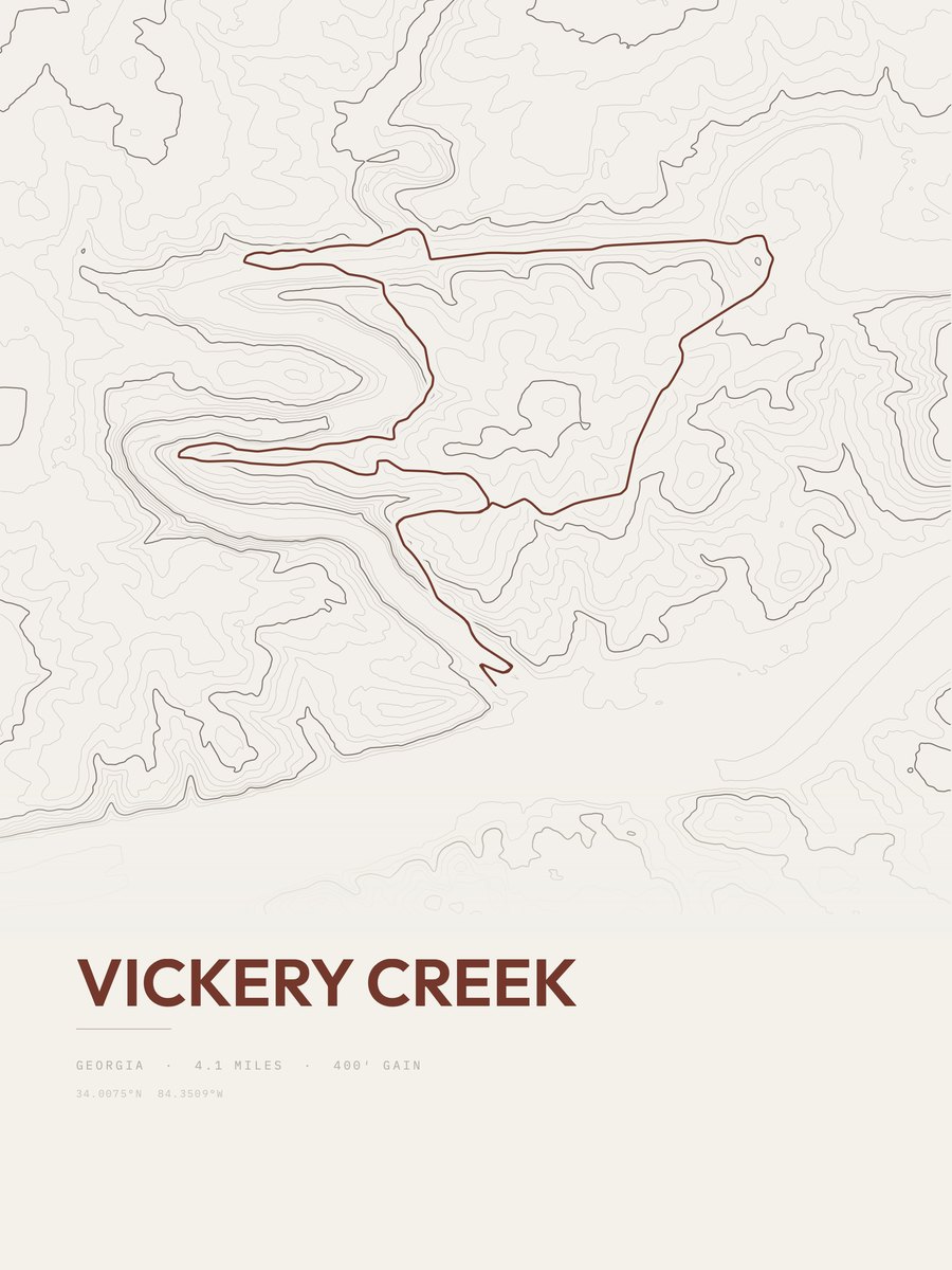 Vickery Creek topographic trail print