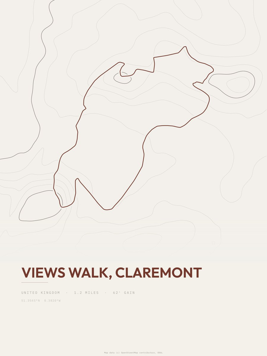 Views Walk topographic trail print