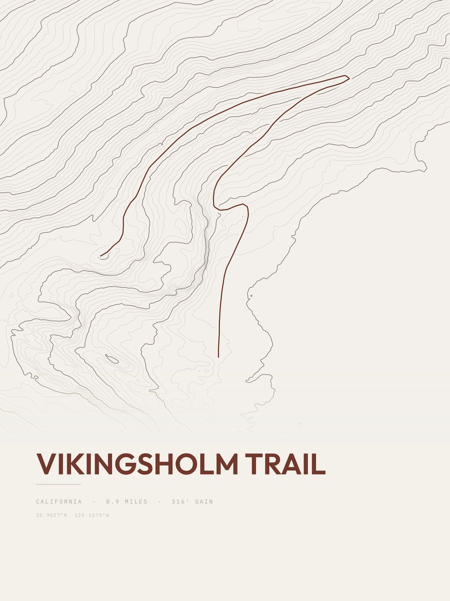 Vikingsholm Trail Topographic print