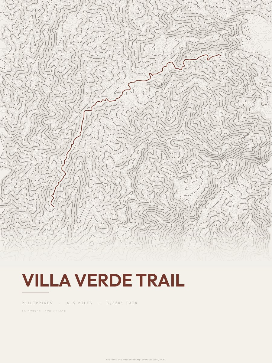 Villa Verde Trail topographic trail print