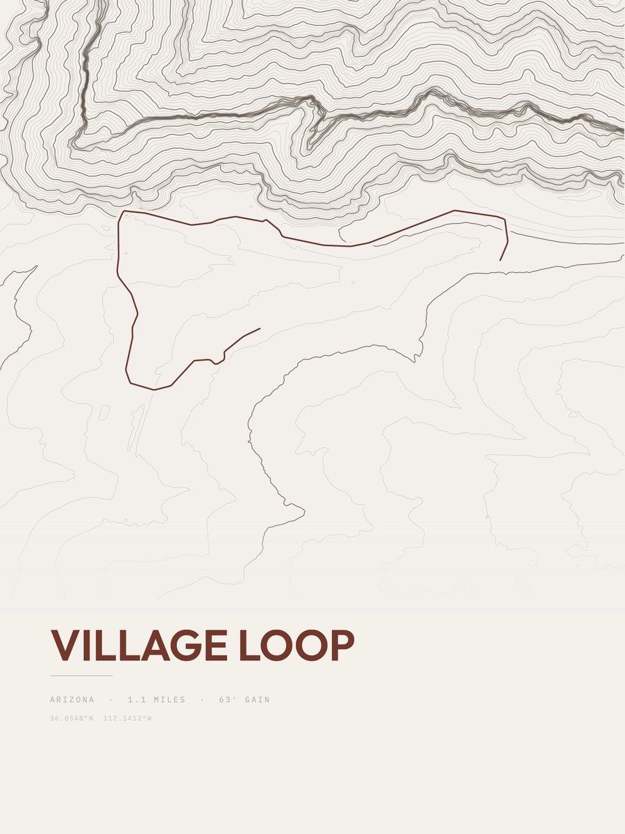 Village Loop topographic trail print