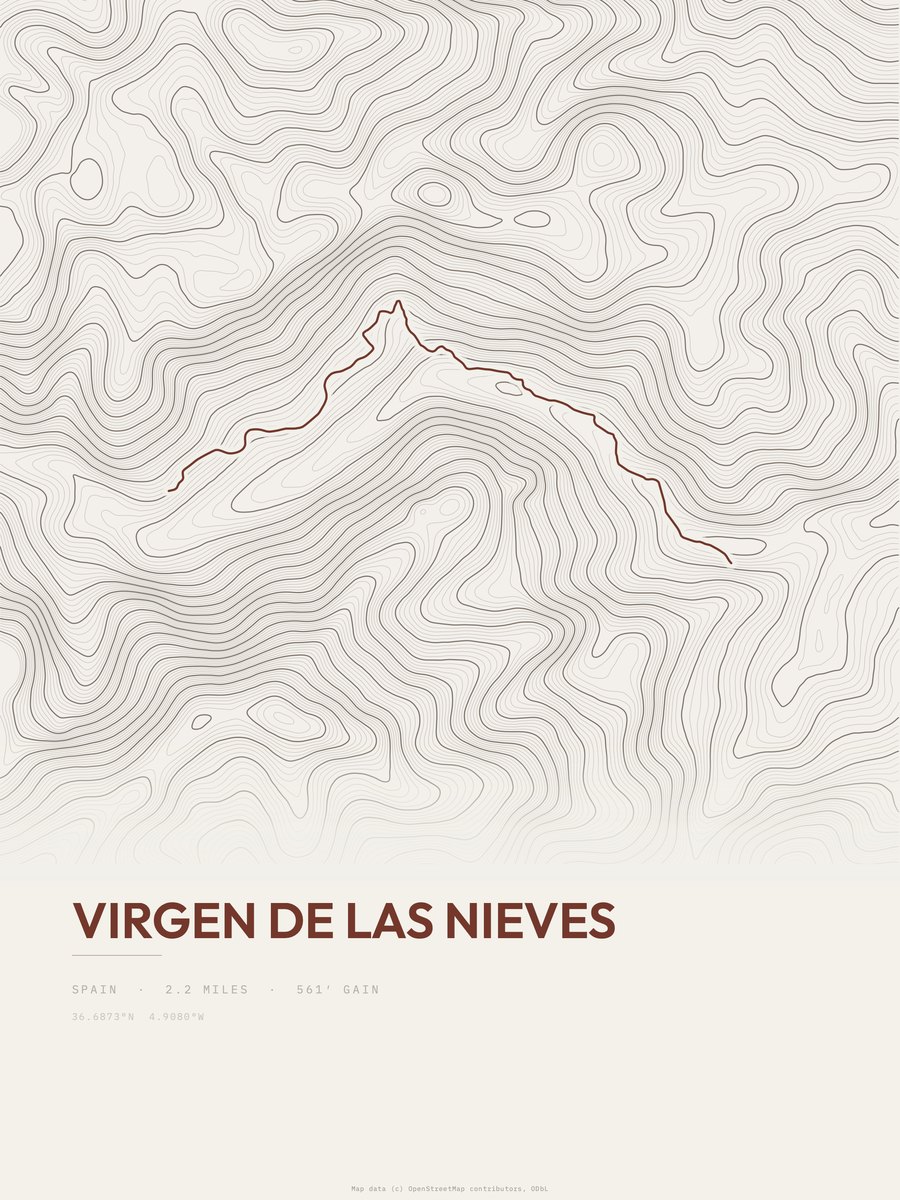 Virgen de las Nieves topographic trail print