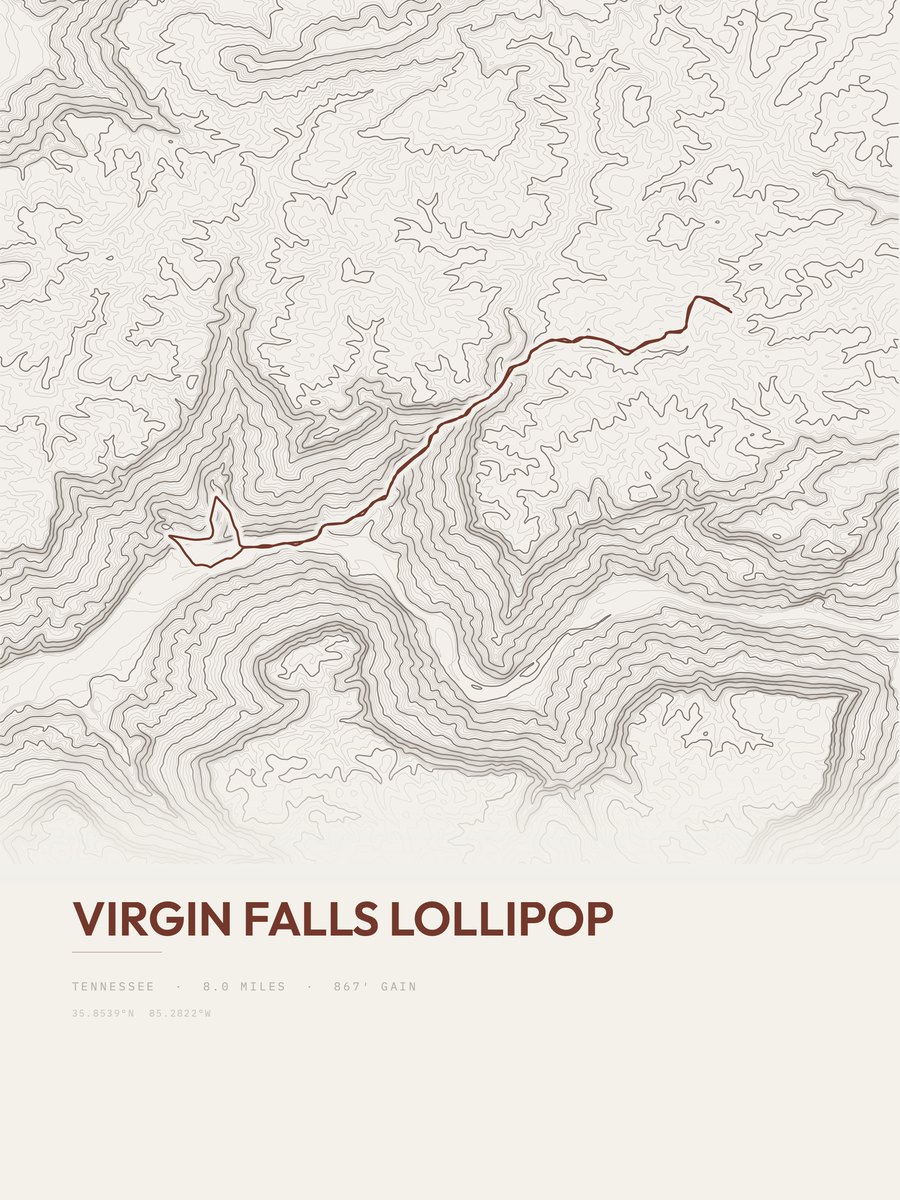 Virgin Falls Lollipop Topographic print