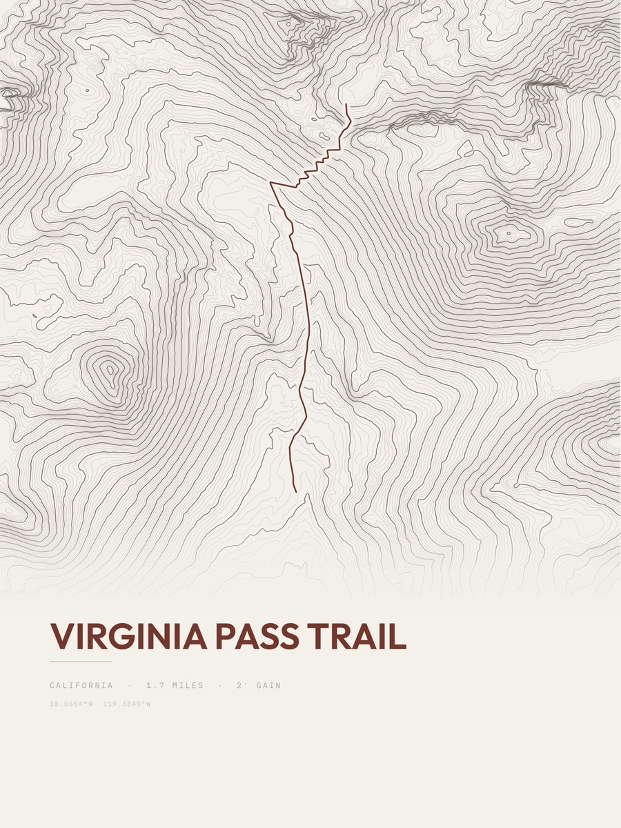 Virginia Pass Trail Topographic print