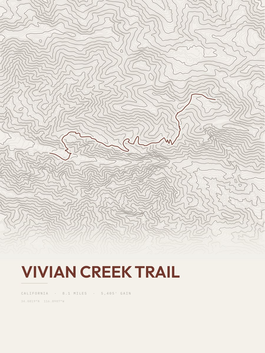Vivian Creek Trail Topographic print