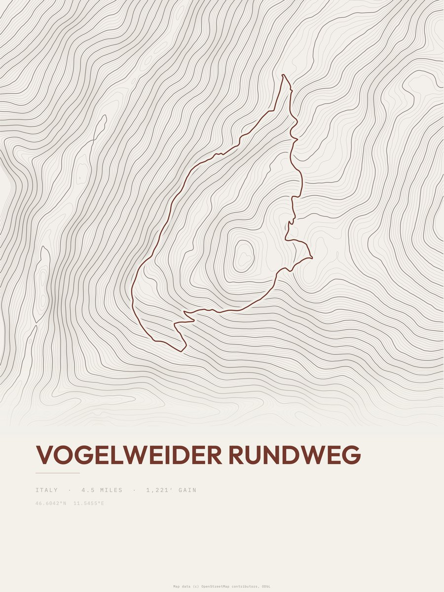 Vogelweider Rundweg Topographic print