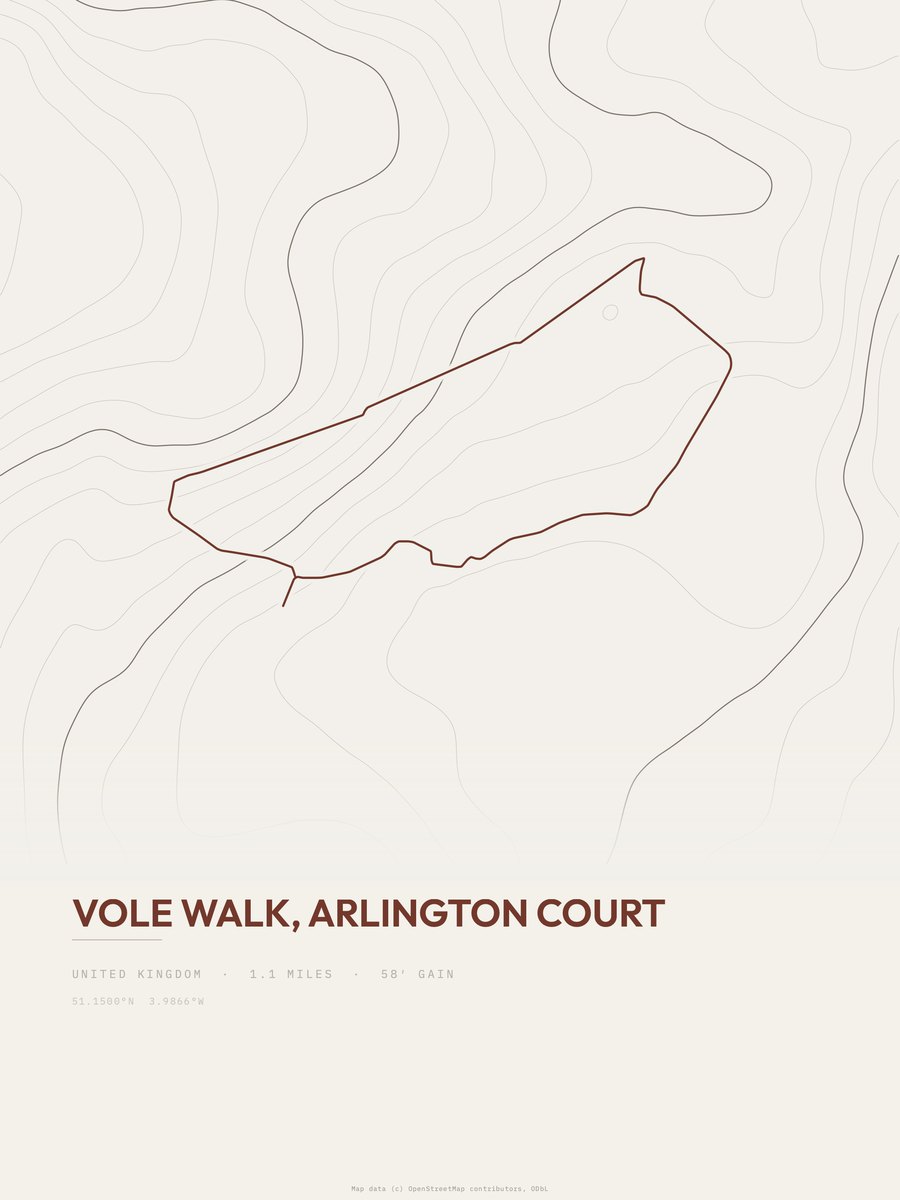 Vole Walk topographic trail print